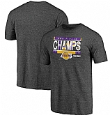 Men's Los Angeles Lakers Gray 2020 NBA Finals Champions Bank Shot Tri Blend T-Shirt,baseball caps,new era cap wholesale,wholesale hats